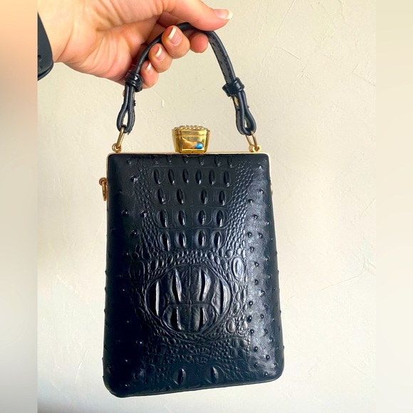 Isabelle Vegan Jewel-Top Satchel Bag with Crossbody Strap - Picture 3 of 9